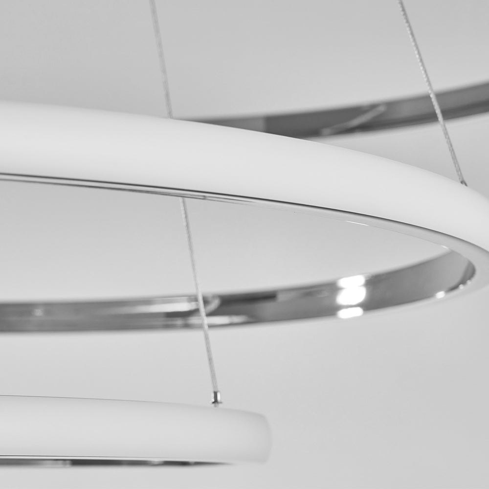 Contemporary Hanging 3/4 - Light Tiered Ring Chandelier - Chrome