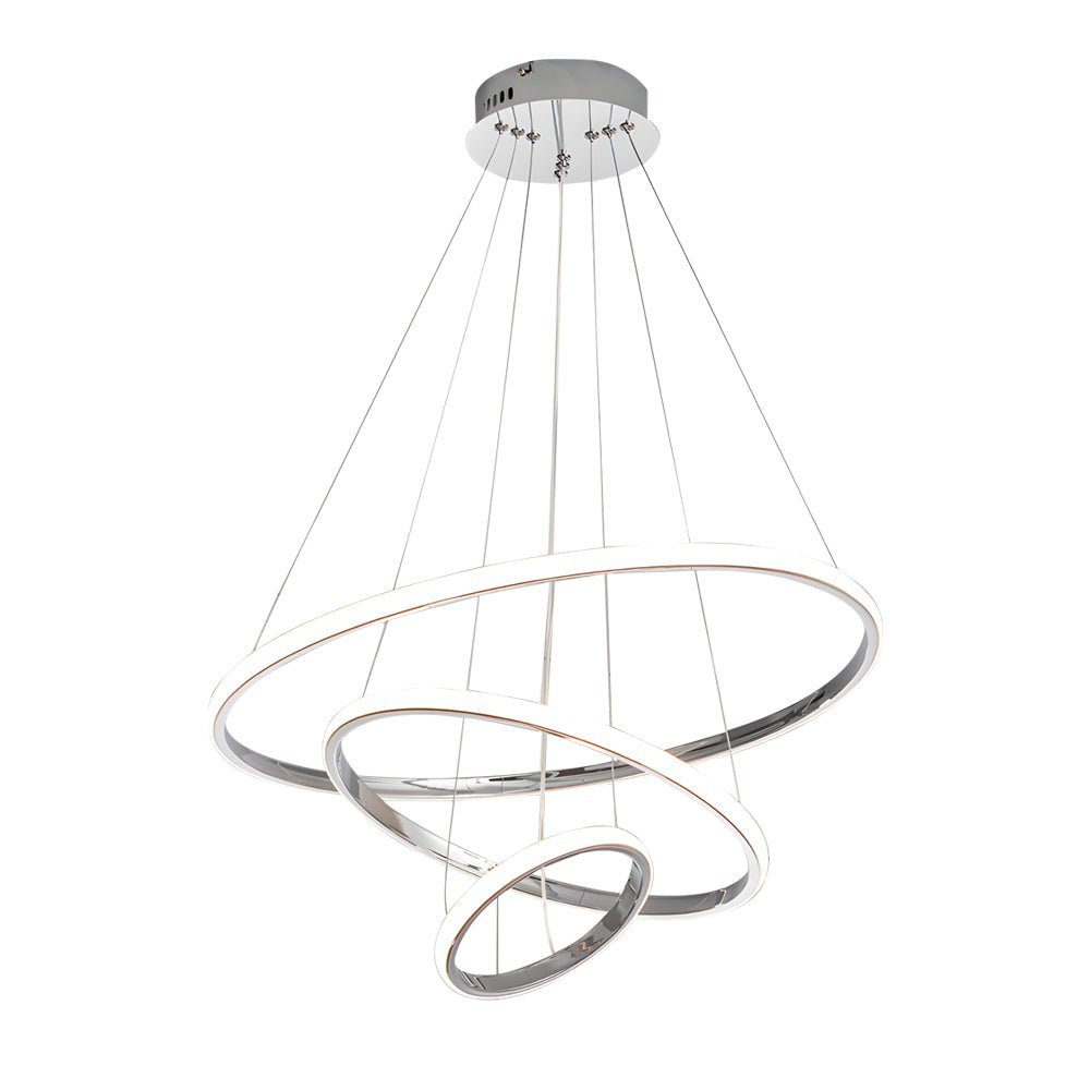 Contemporary Hanging 3/4 - Light Tiered Ring Chandelier - Chrome