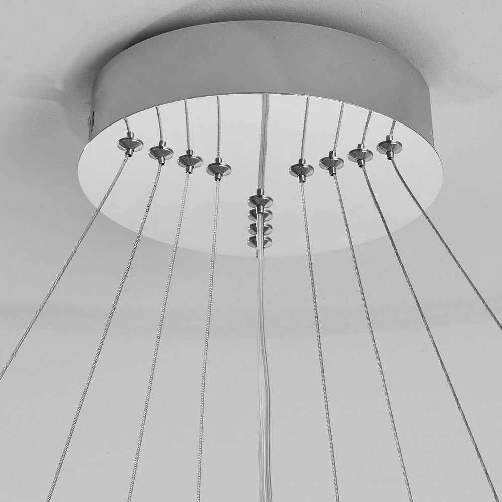 Contemporary Hanging 3/4 - Light Tiered Ring Chandelier - Chrome