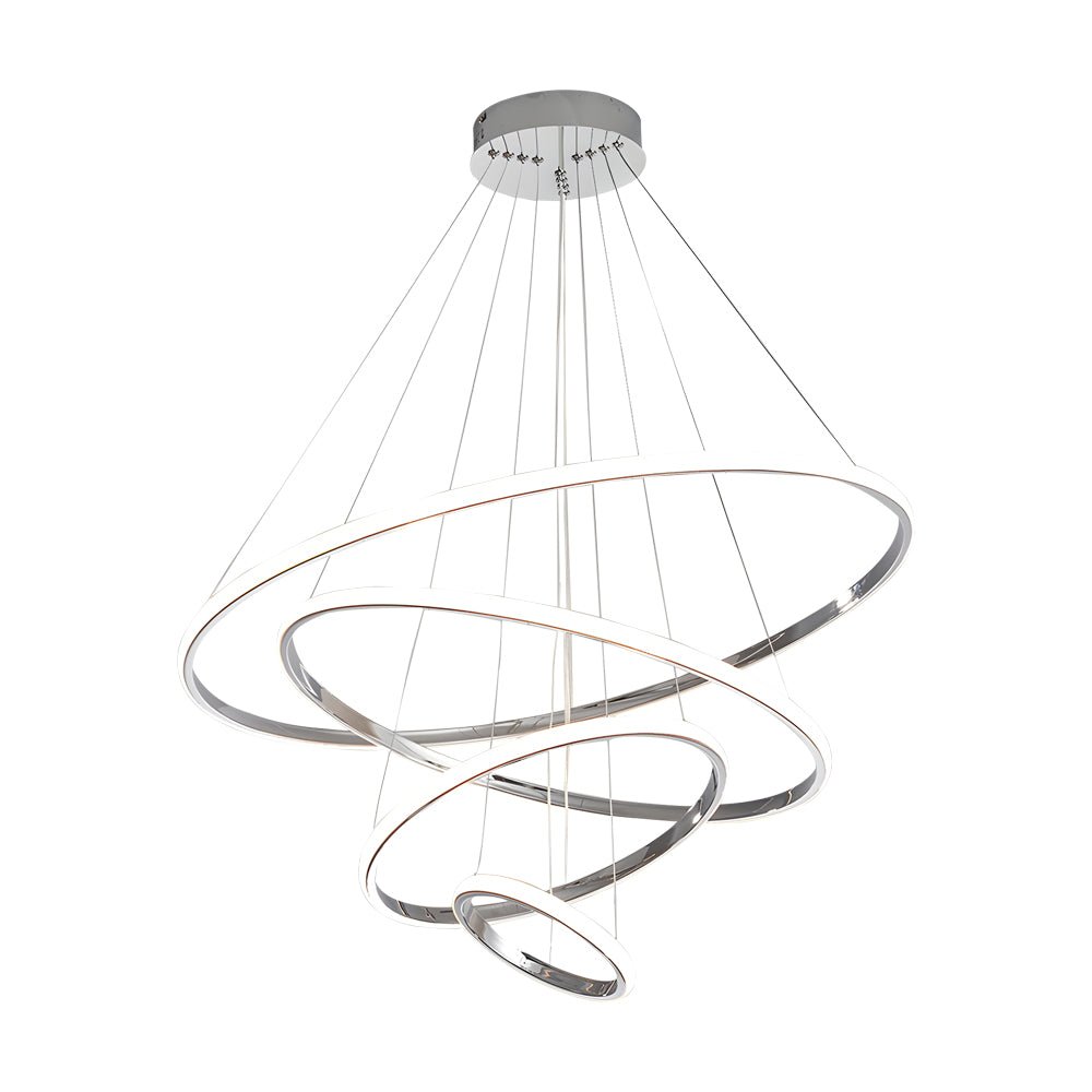Contemporary Hanging 3/4 - Light Tiered Ring Chandelier - Chrome