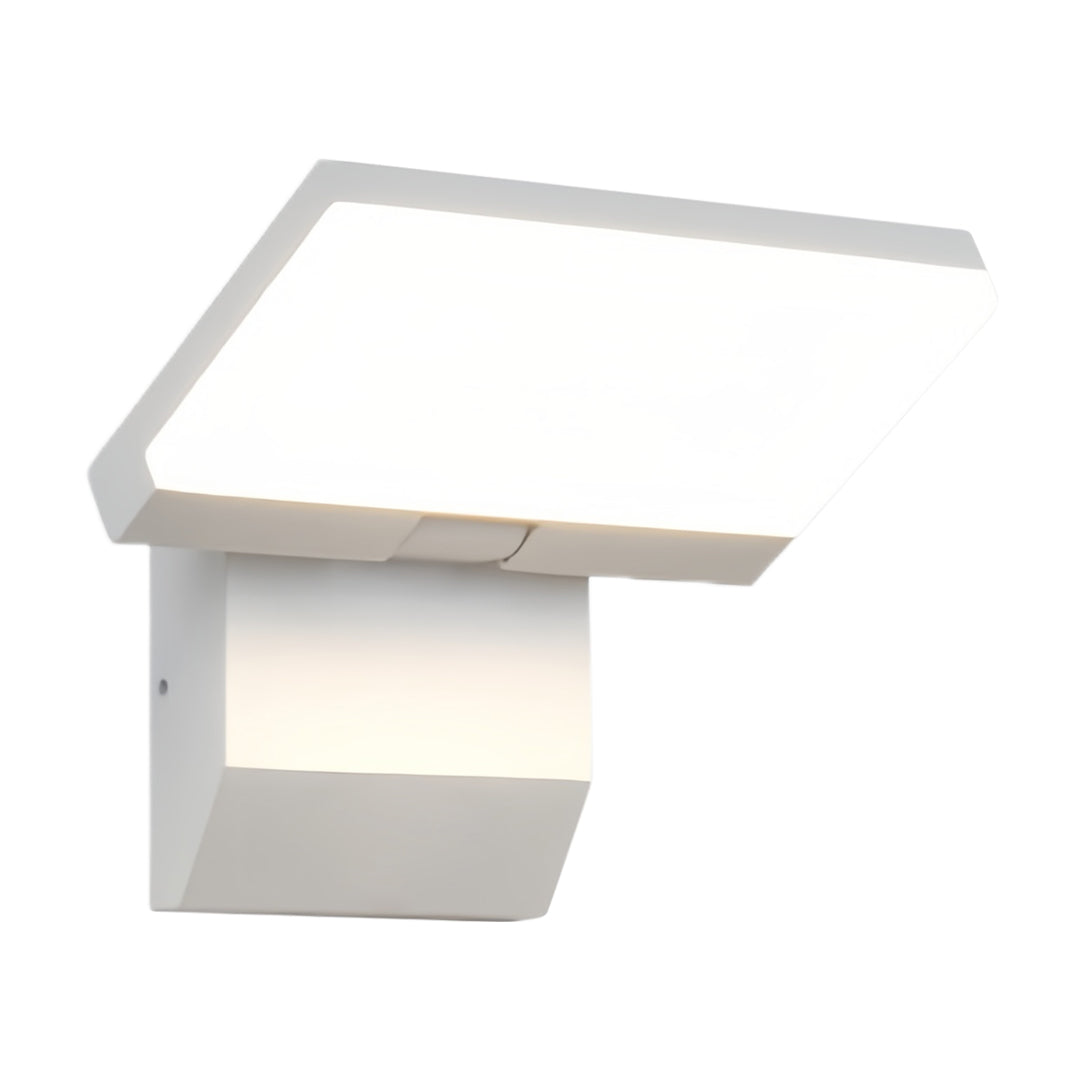 Contemporary industrial wall light in white finish featuring clean geometric design with sensor