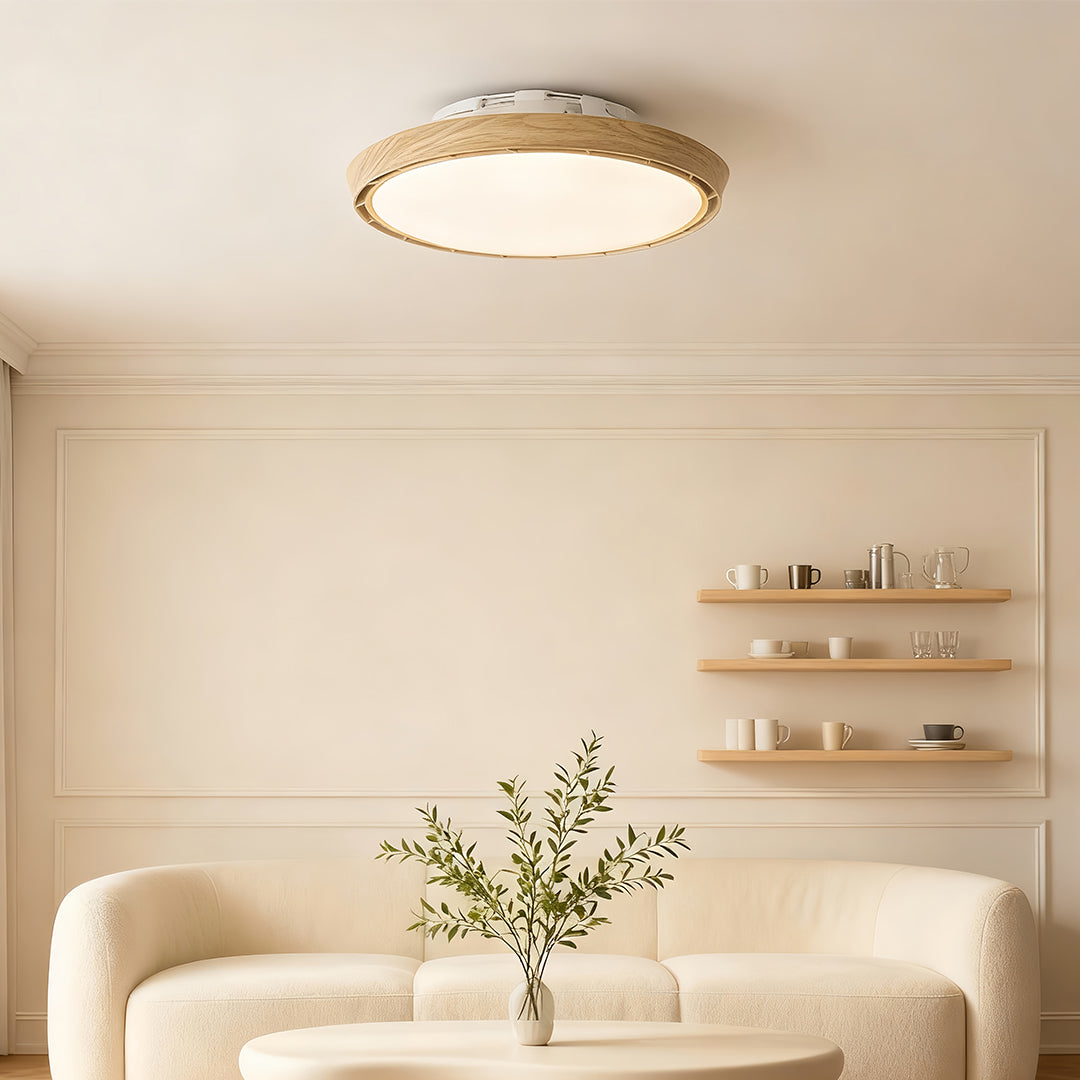 Modern ceiling fan with light in a contemporary interior, minimalist and stylish indoor fixture
