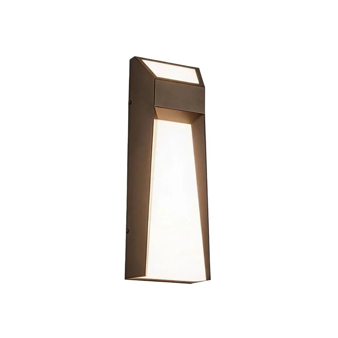 Contemporary LED outdoor wall mount lighting with a bronze finish and tapered rectangular design.