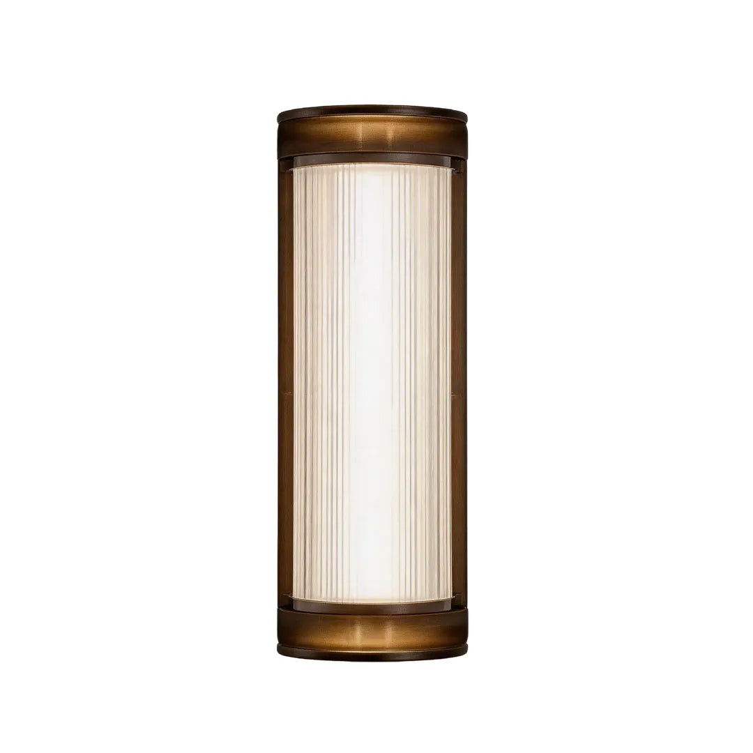 Contemporary LED outdoor wall sconces with a slim vertical architectural design.