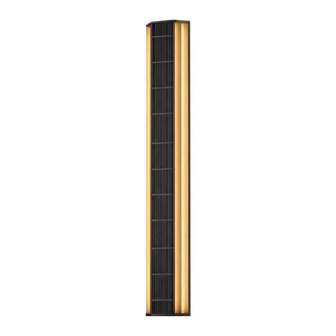 Contemporary LED wall light product image showing a tall grille panel fixture with warm vertical side illumination.