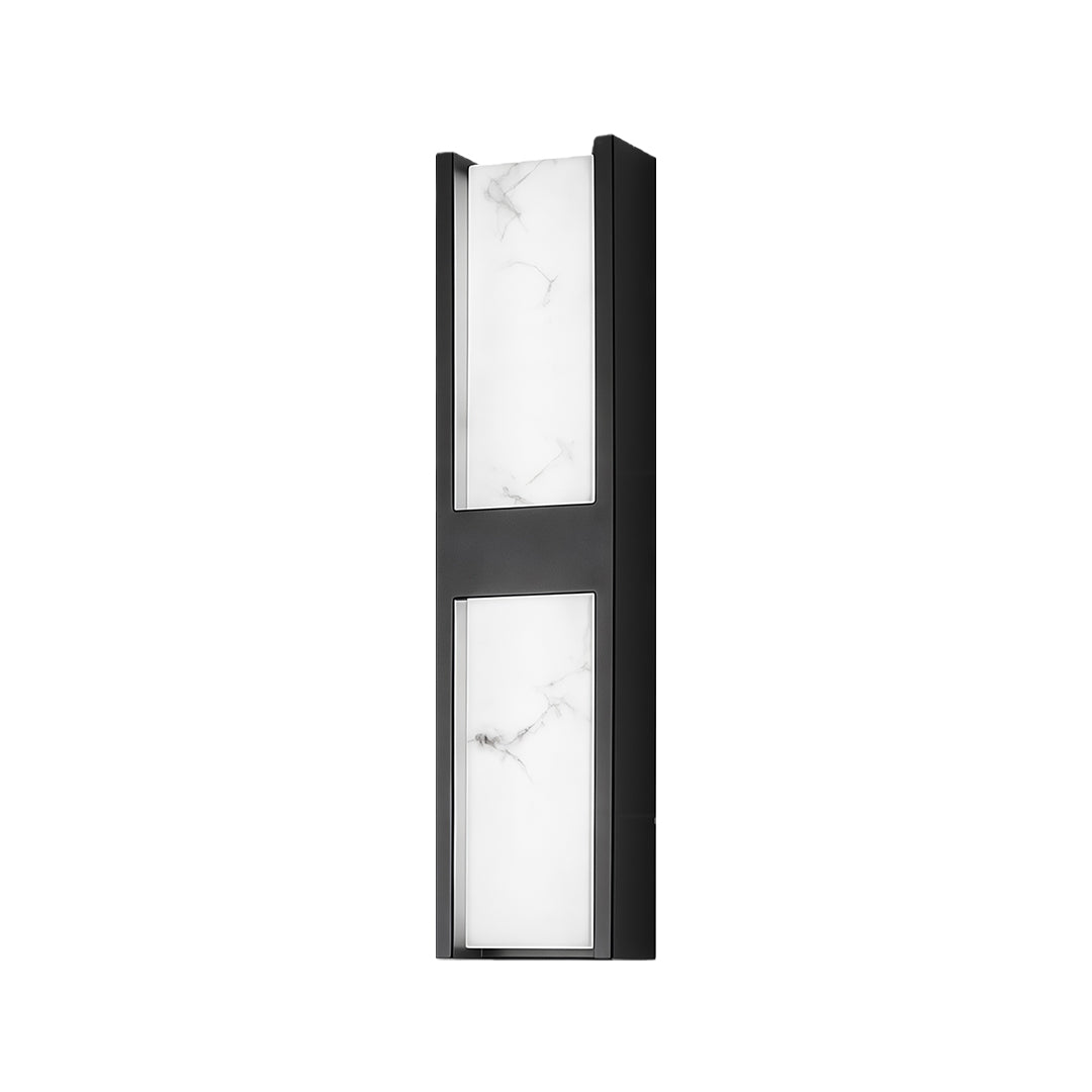 Contemporary LED wall sconce light fixtures with glass shade chandelier styling in elongated H-shaped form with integrated LED.