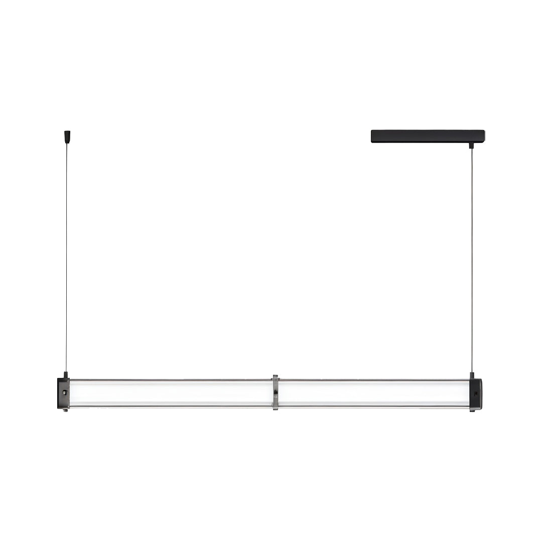 Contemporary linear suspension lighting fixture displayed in clean isolated product presentation.