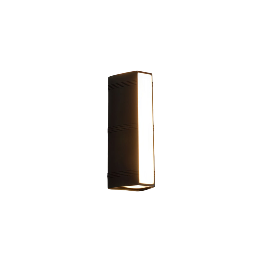 Contemporary linear up down wall light featuring sleek black aluminum housing for exterior walls.