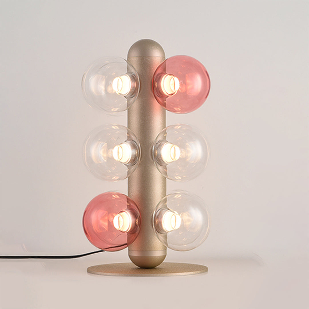 Contemporary bubble table lamp with mixed colored spheres creating ambient lighting design