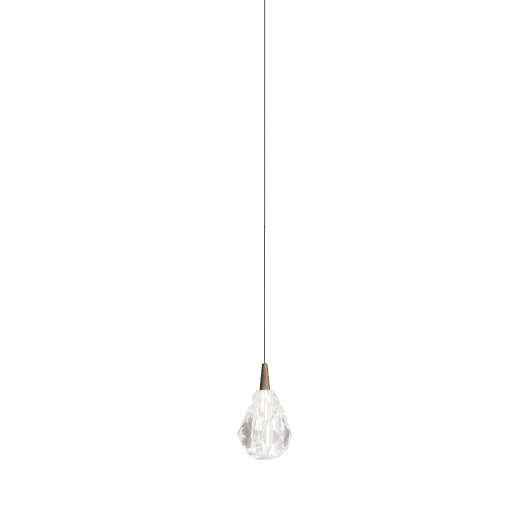 Contemporary modern crystal pendant lighting featuring elongated glass shade with faceted design in polished chrome finish