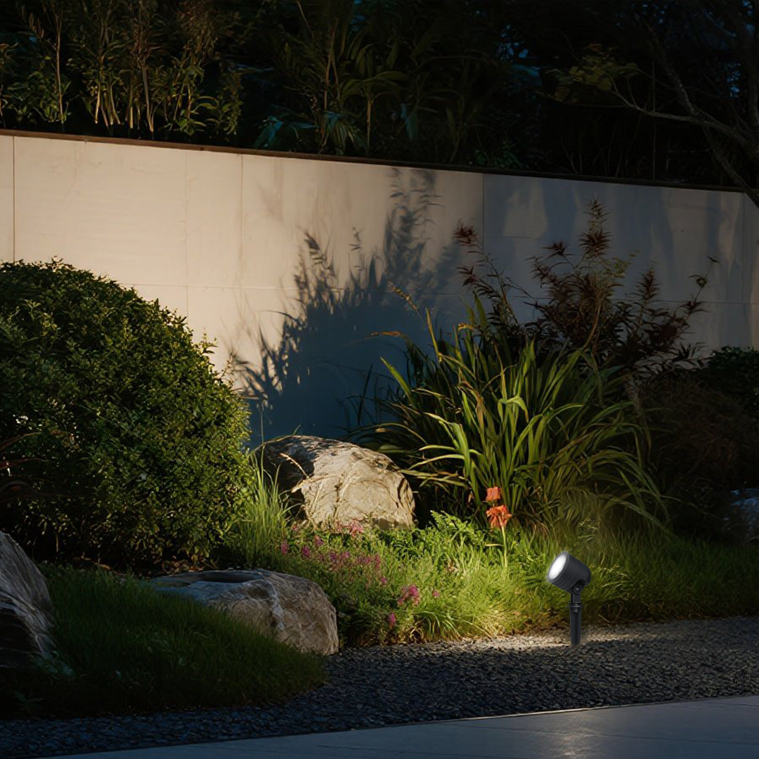 Contemporary outdoor lighting showcasing modern architecture with warm accent lighting on building facade