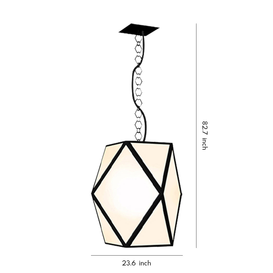Contemporary outdoor pendant lighting with geometric frame and frosted diffuser in a clean studio view.