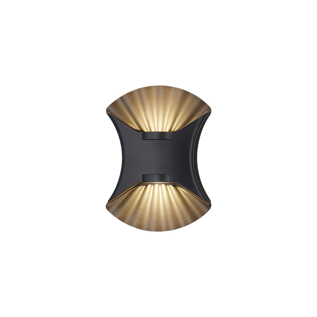 Contemporary outdoor up down wall light with dark bronze finish and ambient architectural glow.