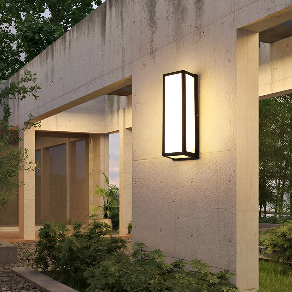 Contemporary outdoor wall light mounted on concrete wall