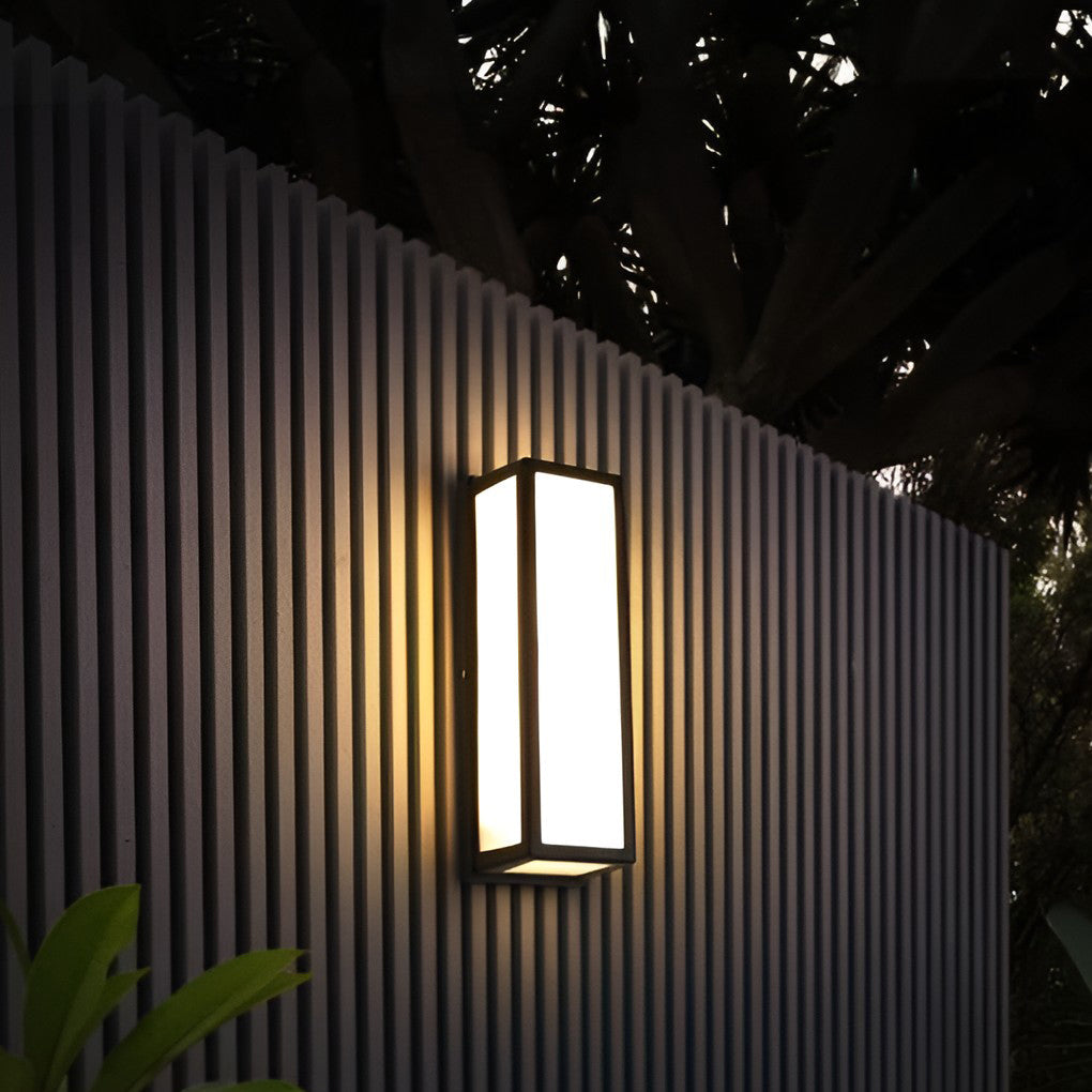 Contemporary outdoor wall light mounted on exterior fence