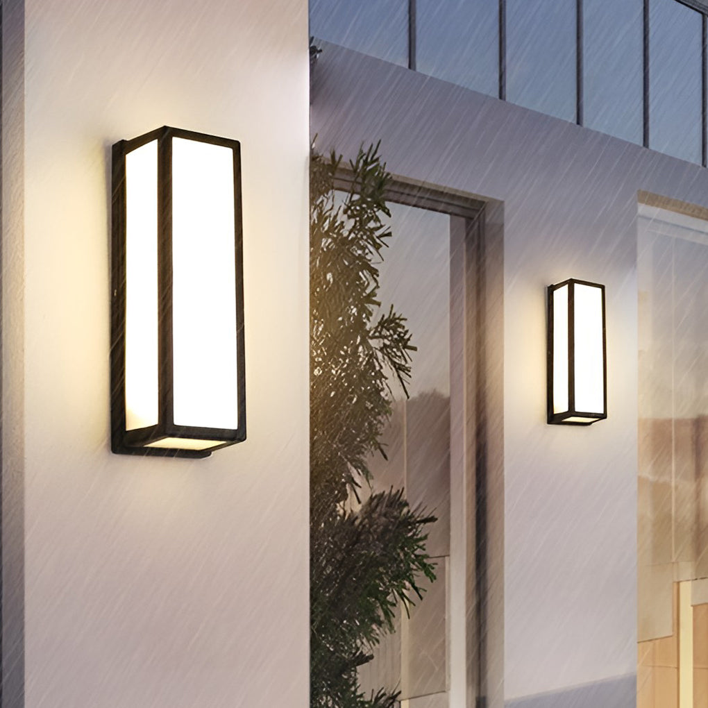 Minimal contemporary outdoor wall light on exterior wall