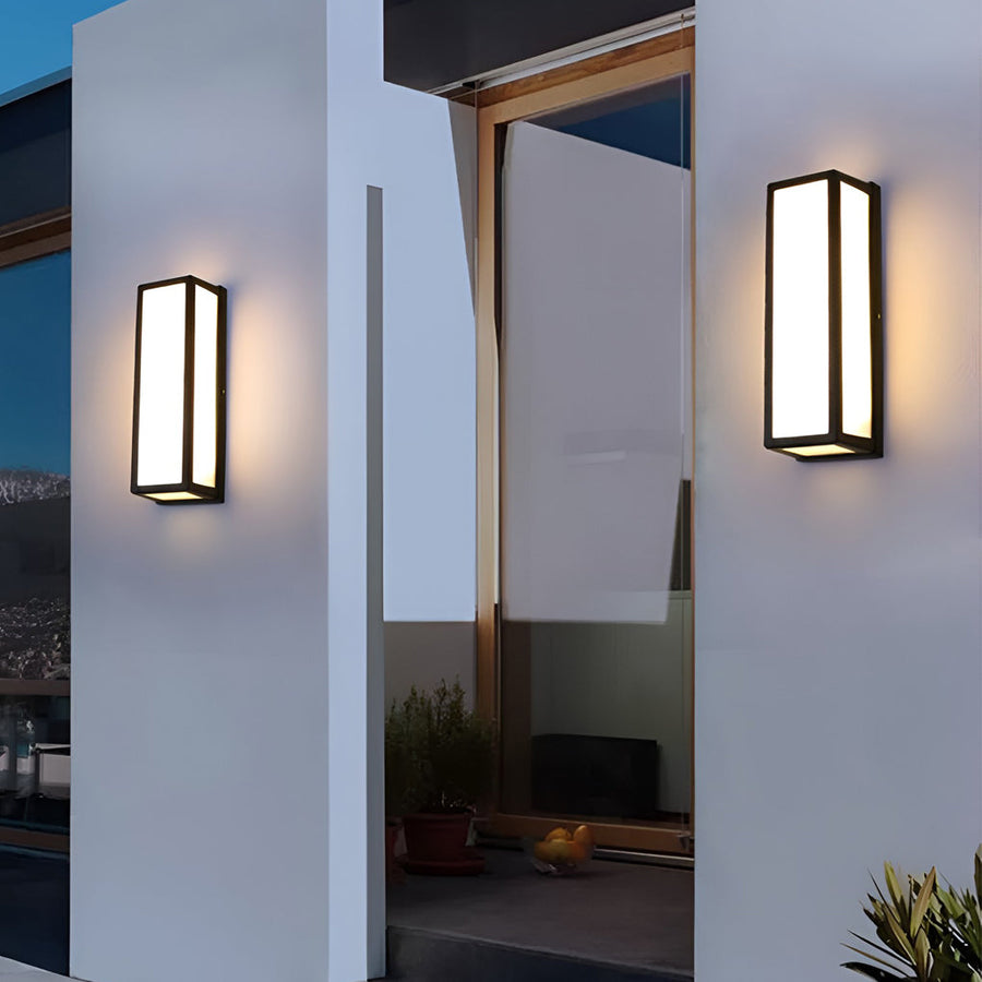 Contemporary outdoor wall light on modern exterior wall