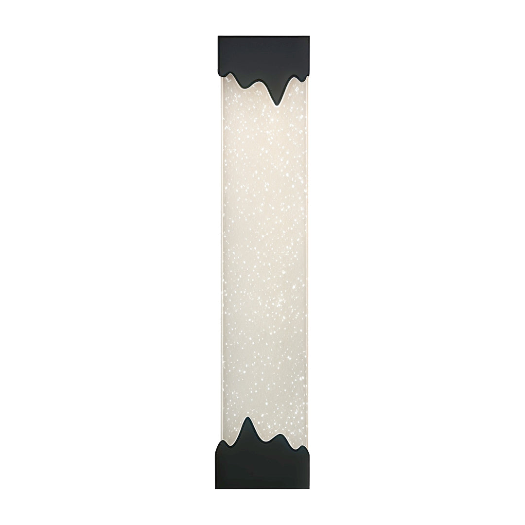 Contemporary outdoor wall lighting black linear sconce featuring elongated waterfall LED design and geometric housing