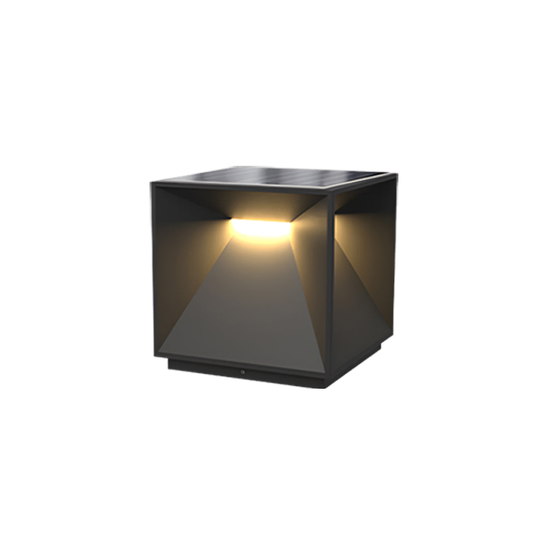 Contemporary outdoor wall lighting garden pillar light in dark gray cube with dual directional warm LED glow