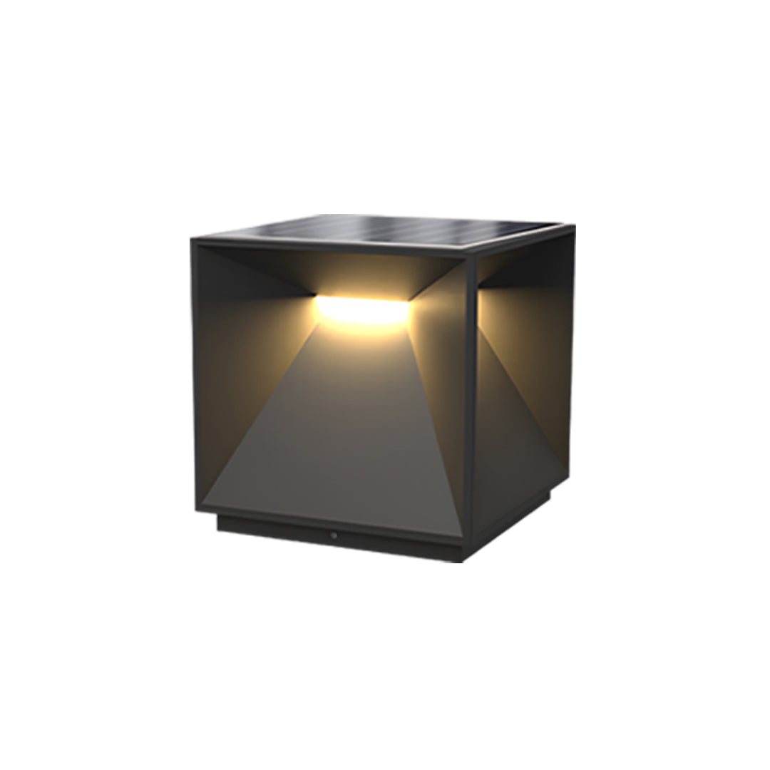 Contemporary outdoor wall lighting garden pillar light in dark gray cube with dual directional warm LED glow