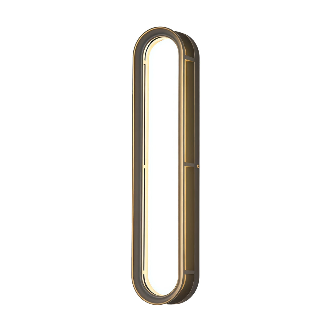 Contemporary outdoor wall lighting linear fixture with modern capsule shape frame in elegant gold finish