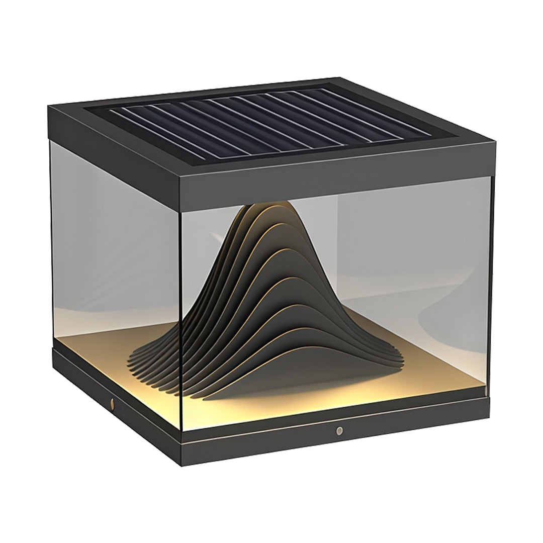 Contemporary outdoor wall lighting pillar fixtures on concrete posts creating ambient glow at residential dusk setting