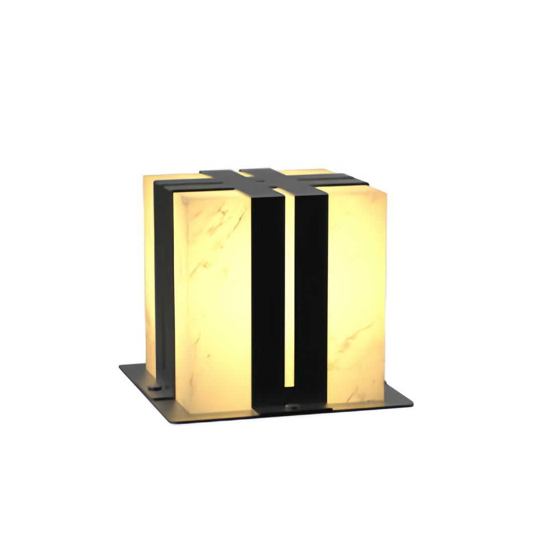 Contemporary outdoor wall lighting pillar LED light in horizontal black gold bar configuration
