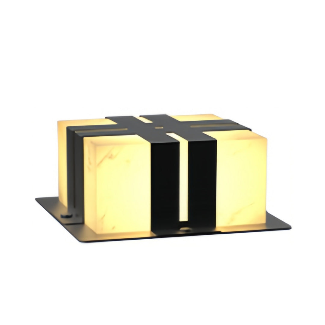 Contemporary outdoor wall lighting pillar LED light featuring elongated rectangular black gold design