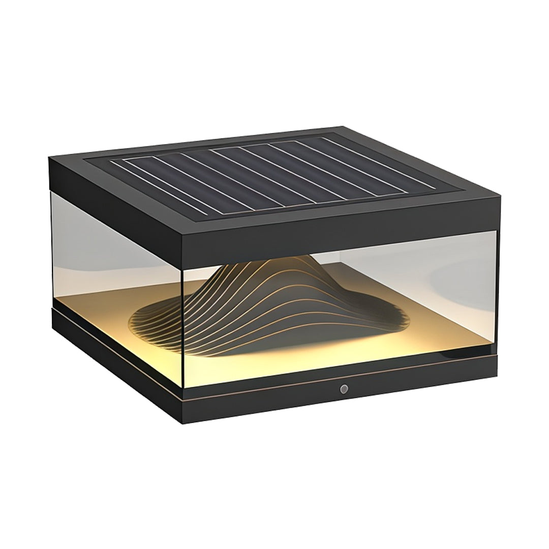 Contemporary outdoor wall lighting pillar fixture featuring modern mesh design with layered internal lighting effect