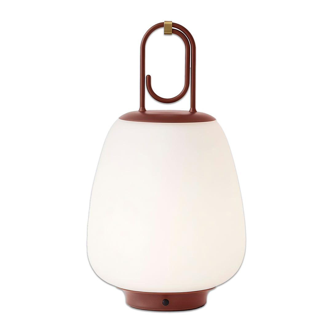 Contemporary outdoor wall lighting portable table lamp in elegant design with opal glass and rust-colored base