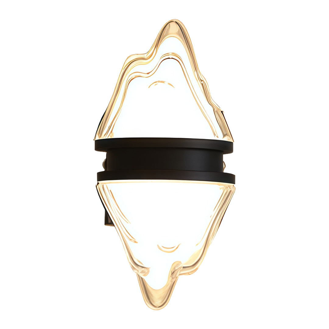 Contemporary outdoor wall lighting square wall sconce featuring modern diamond shape with black frame and warm glow