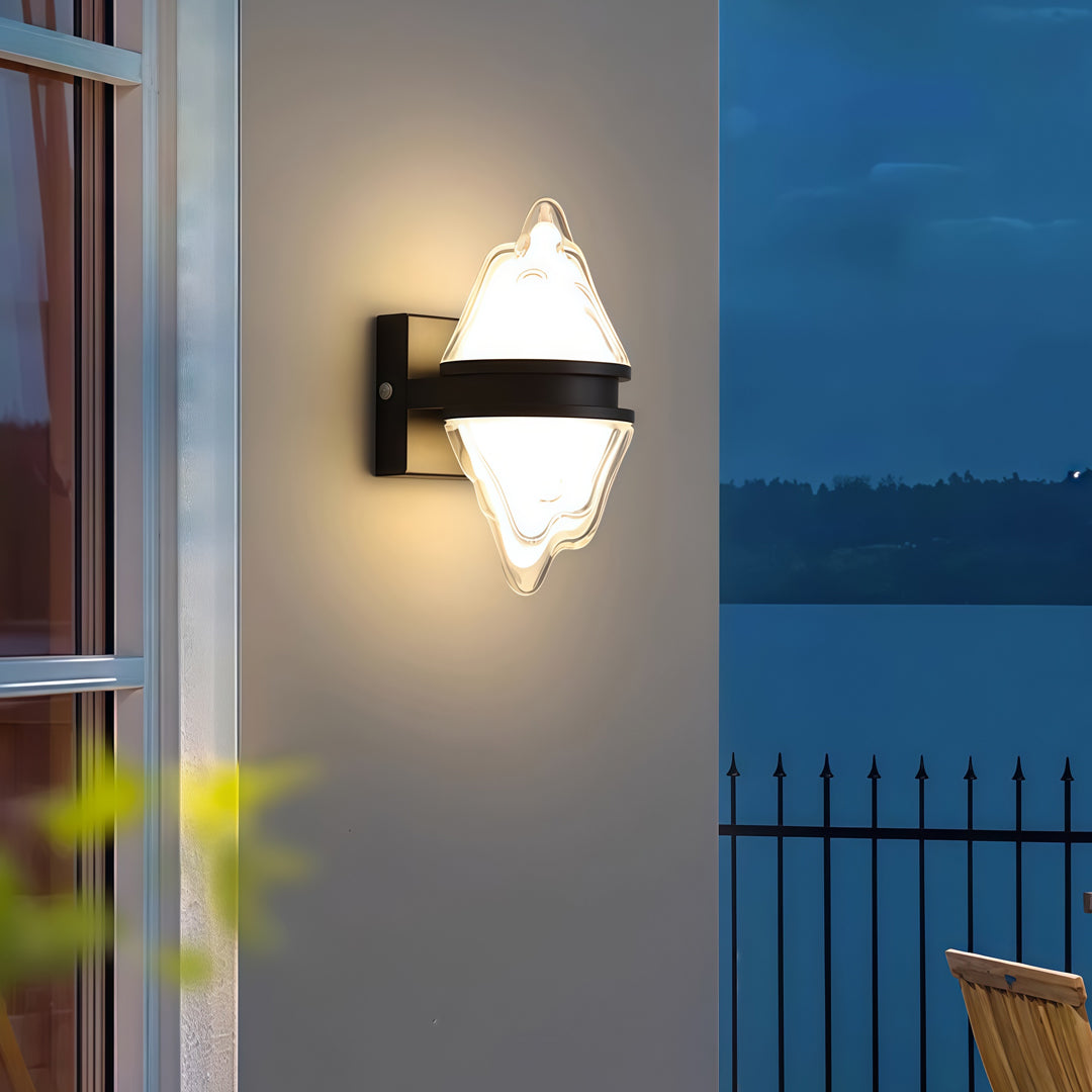 Contemporary outdoor wall lighting square wall sconce creating dramatic illumination on modern interior hallway wall