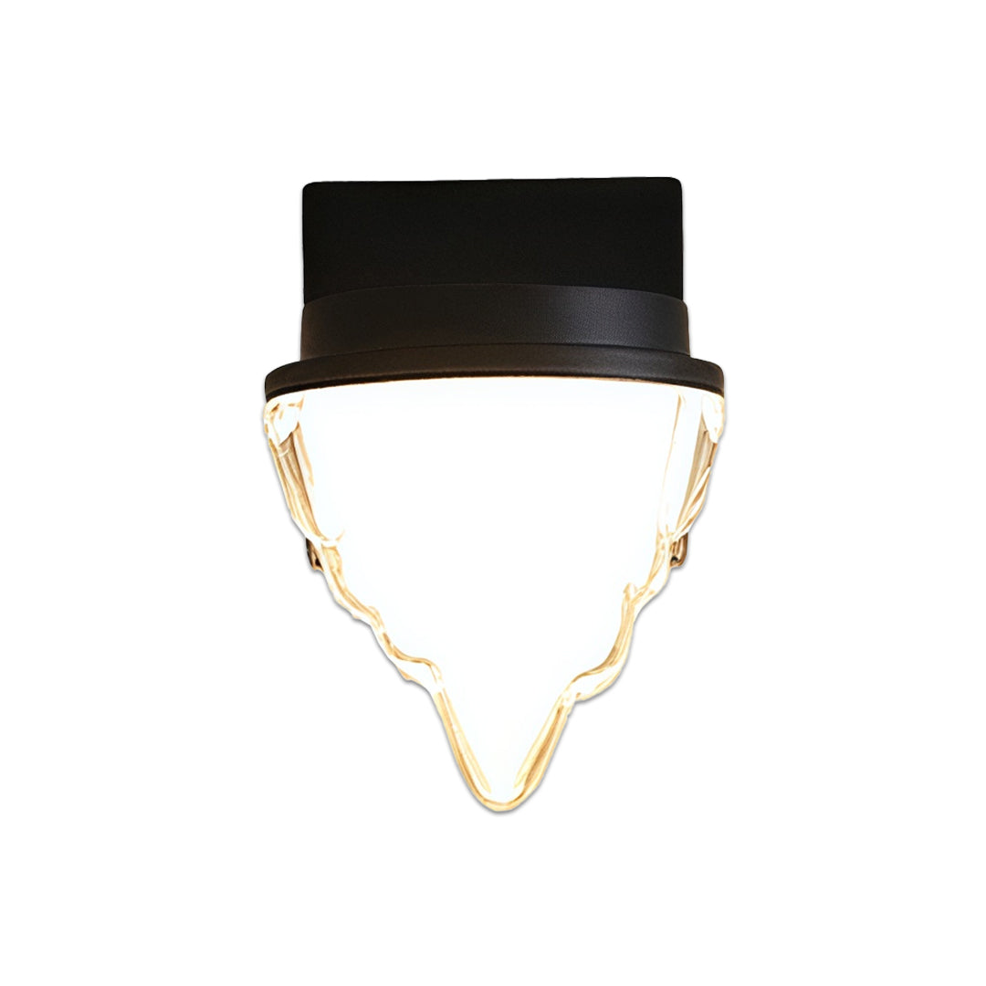 Contemporary outdoor wall lighting square wall sconce with black housing and triangular frosted glass panel