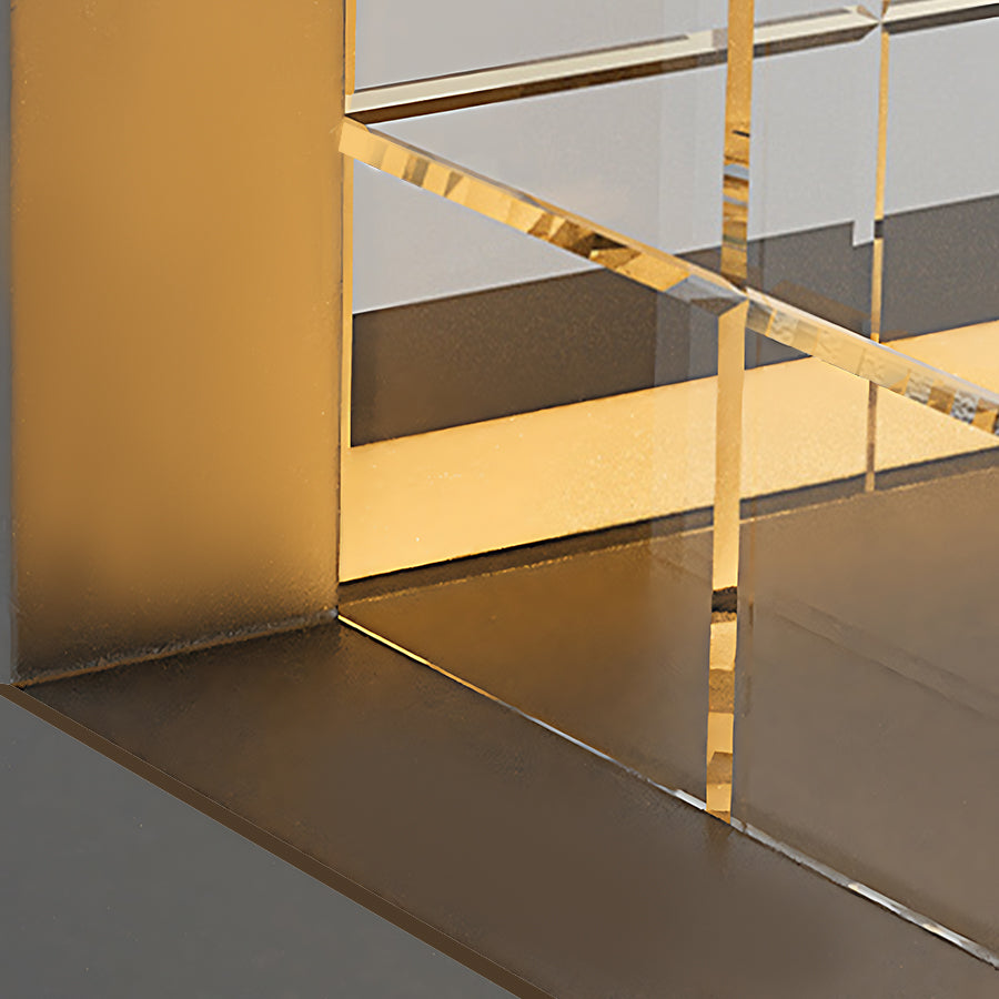 Contemporary overhead lighting installation with linear LED strips creating dramatic illumination on modern building facade