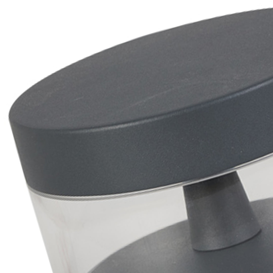 Close-up detail of contemporary path light showing premium construction and warm light output quality