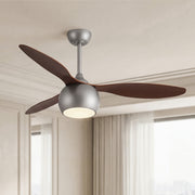 Silver Ceiling Fan with Light Wood Grain LED Fan Light