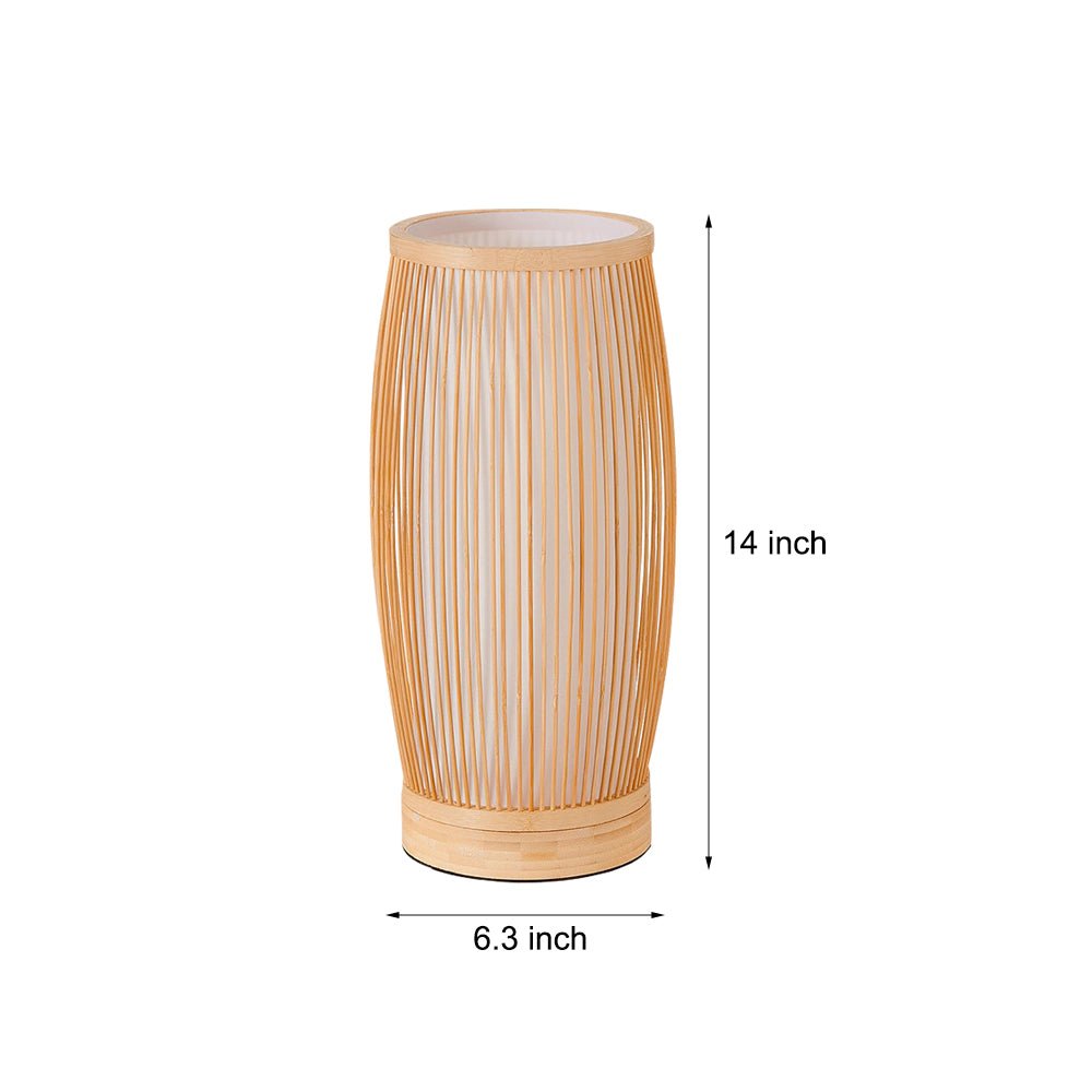 Contemporary vintage bamboo table lamp with a soft light, creating a calming and inviting ambiance for any room.