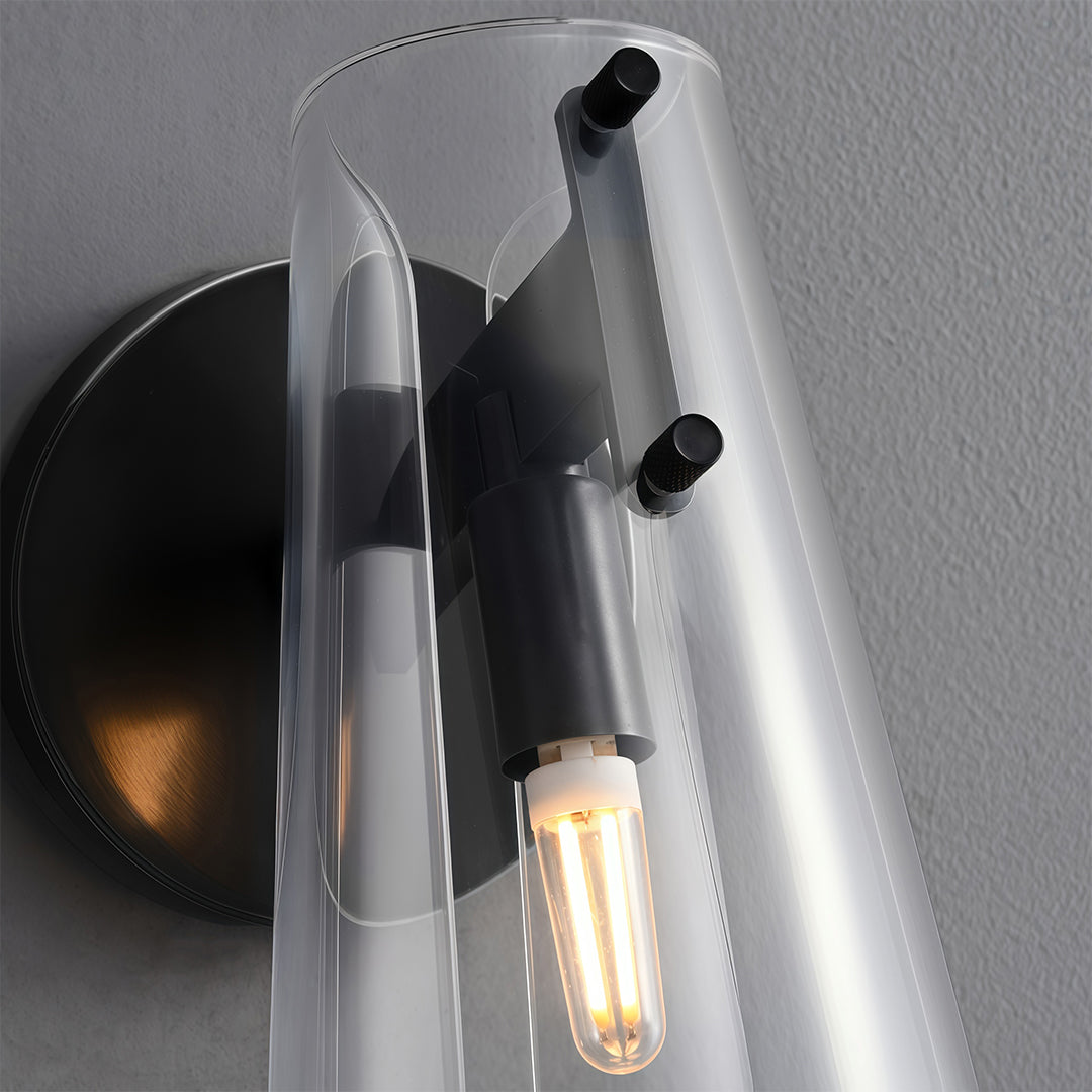 Modern luxury chandeliers style contemporary wall sconce lighting close up showcasing glass and metal detail.