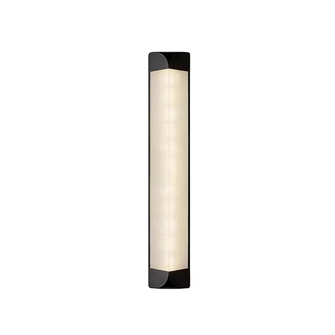 Contemporary wall sconce outdoor with a slim vertical rectangular design and warm illumination.