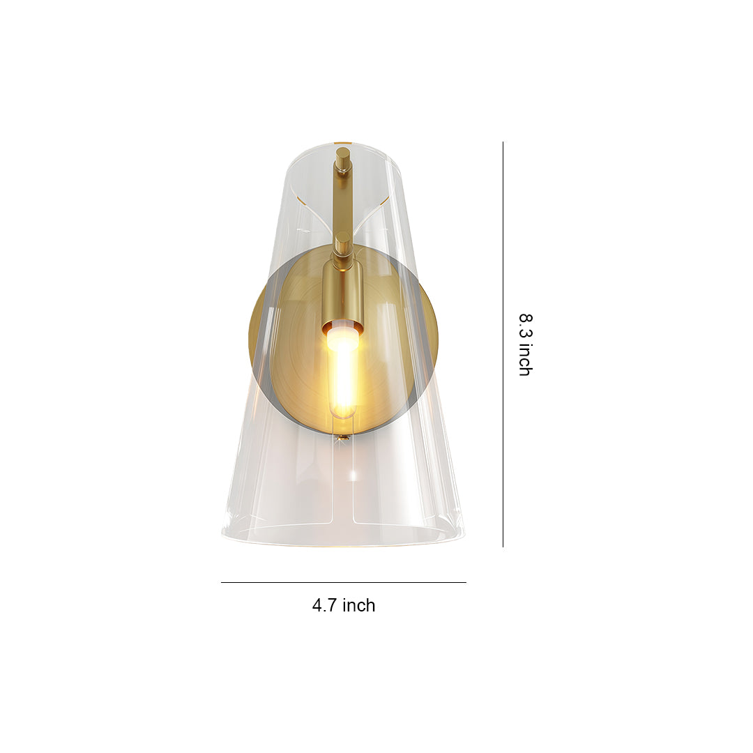 Contemporary wall sconce lighting specification diagram with dimensions and mounting details