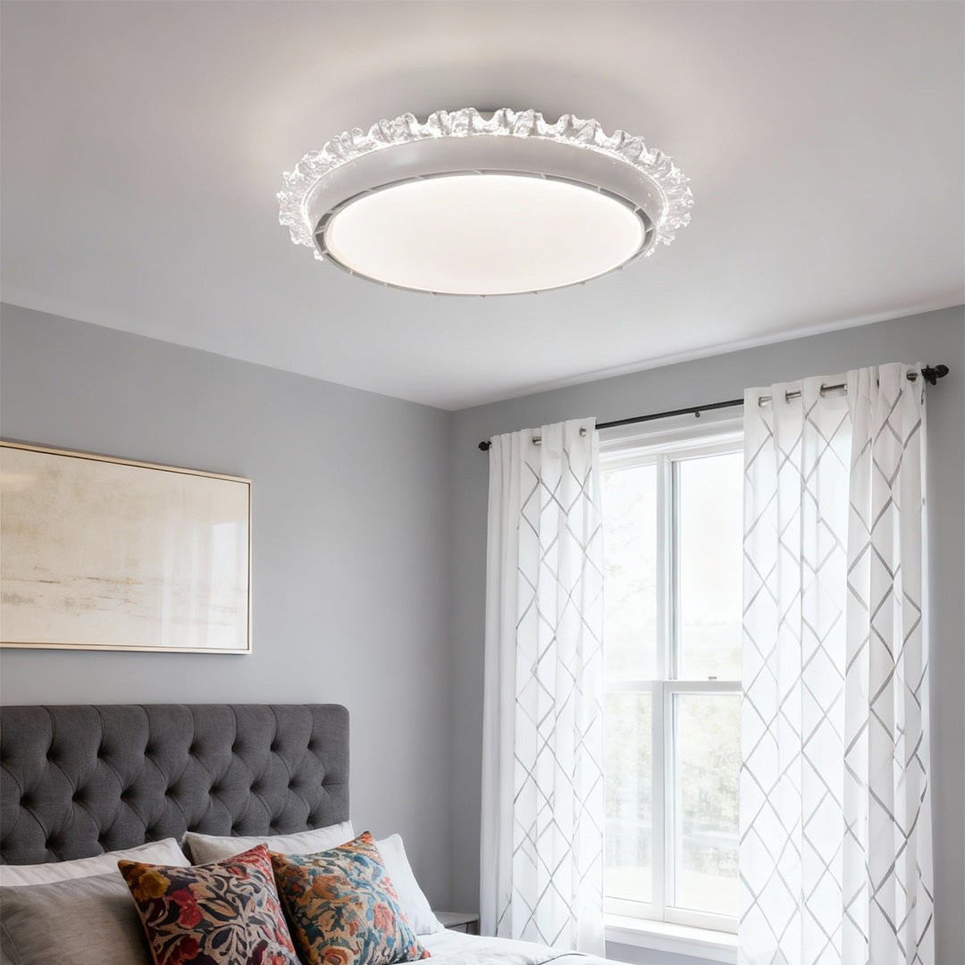 Contemporary white ceiling fan with light in a bedroom, elegant and functional indoor lighting
