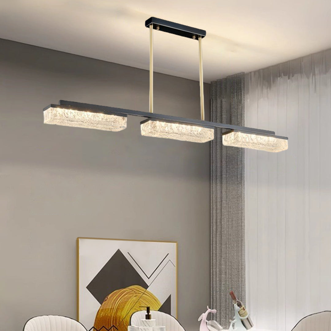 Stylish copper pendant lights for kitchen island installation in modern dining room setting