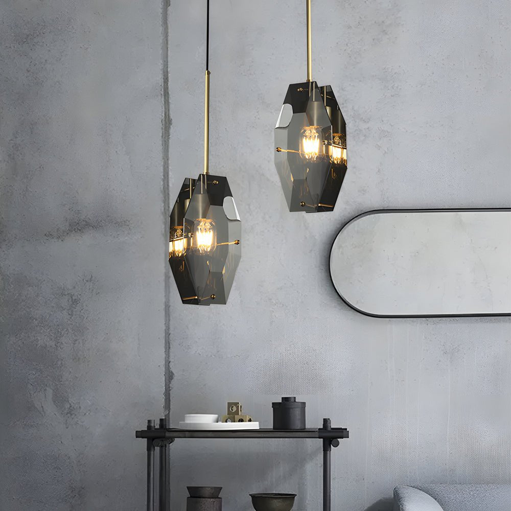 Copper Light Luxury Crystal Smoke Gray Post - Modern Pendant Lights Fixture