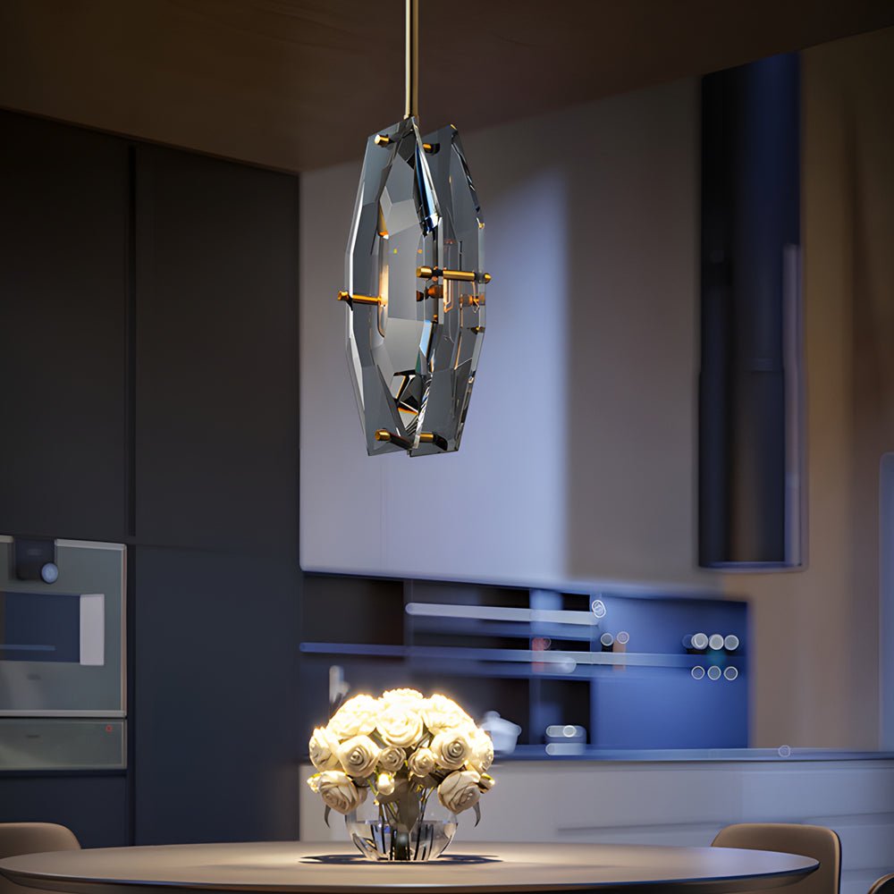 Copper Light Luxury Crystal Smoke Gray Post - Modern Pendant Lights Fixture