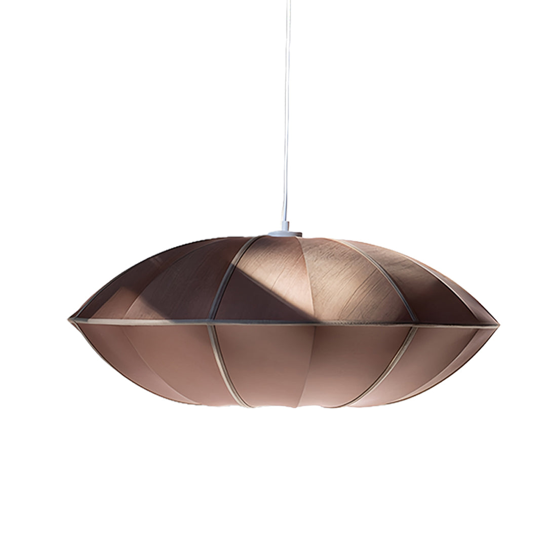 Copper fabric shade pendant light with warm metallic tone and modern pendant design