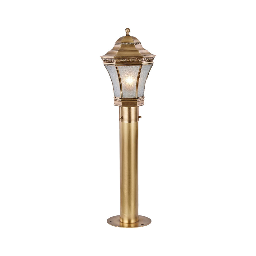 Copper path lights shown as a standalone product with detailed lantern top, suitable for elegant outdoor path lighting.
