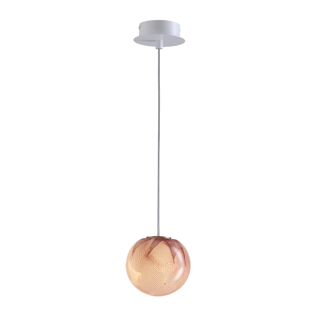 Contemporary glass globe pendant lights showcasing copper-tinted spherical design with minimalist chrome mounting hardware