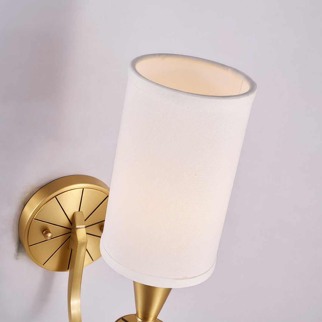 Modern luxury chandeliers inspired copper wall lights close-up with pleated fabric shade detail