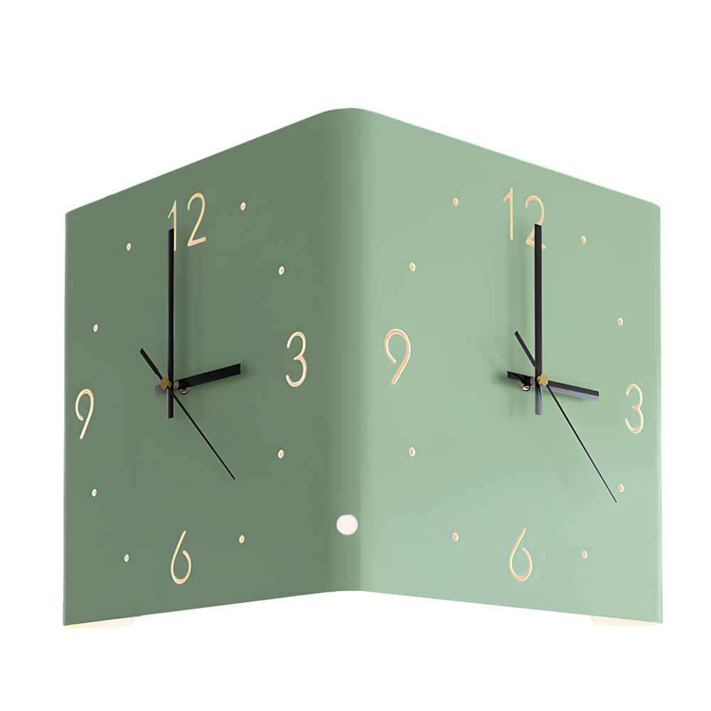 Corner wall clock lamp used as functional home styling element