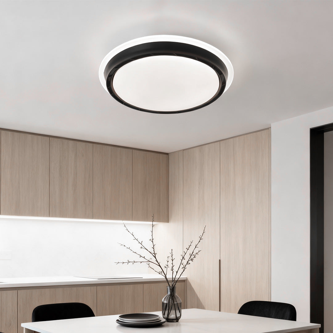Ceiling light with hidden fan in a cozy bedroom, warm and inviting indoor fixture